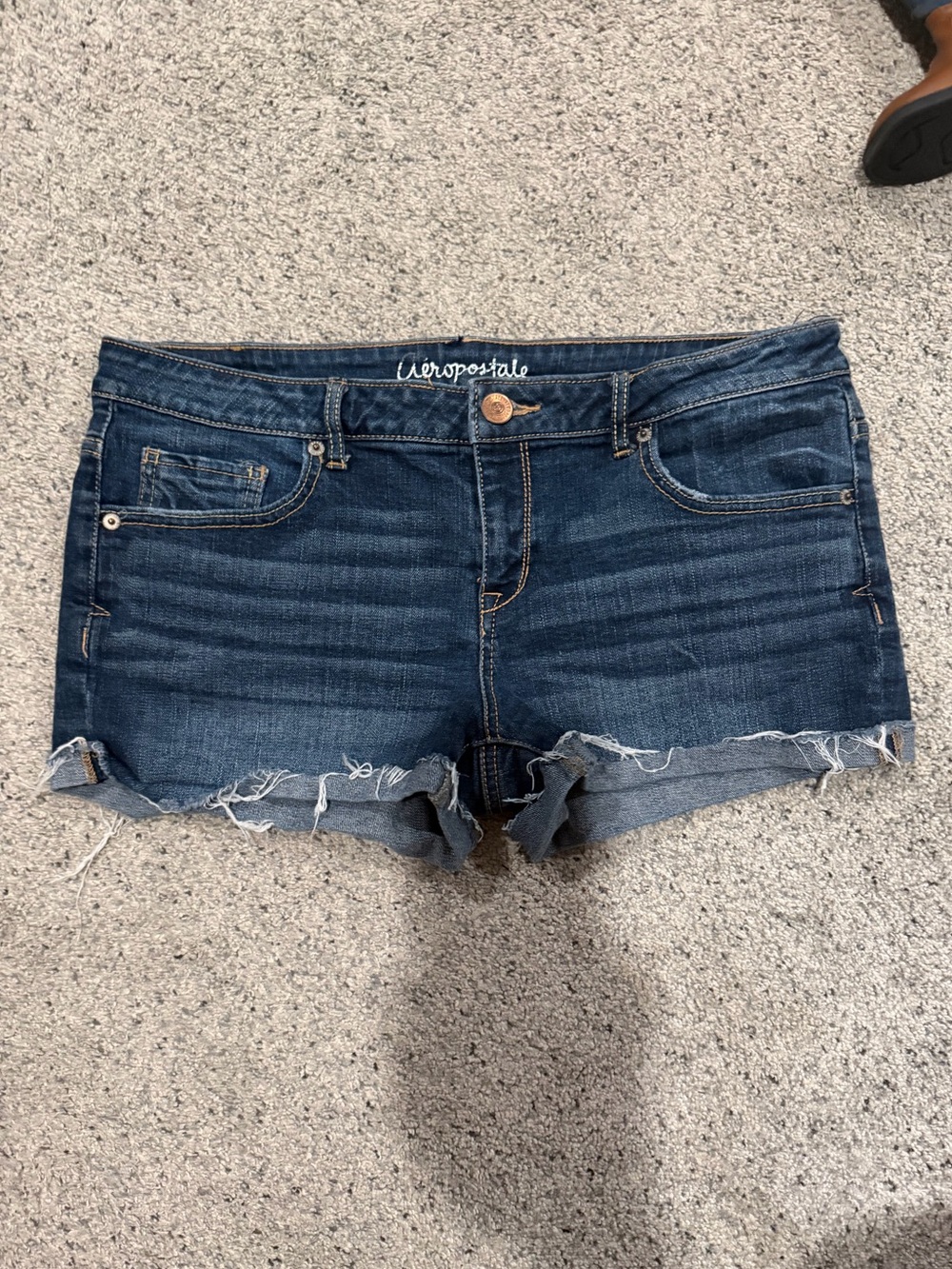 Aeropostale Women's Dark Indigo Denim Cutoff Shorts